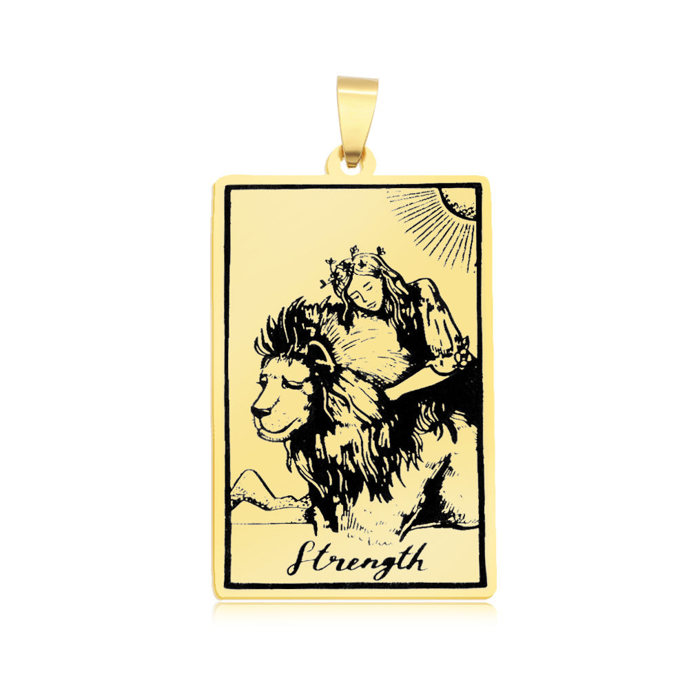 5 pcs/pack, gold tarot titanium steel pendant.