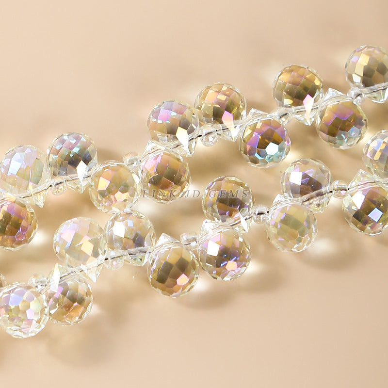 8-10Mm colorful faceted crystal droplet-shaped loose beads