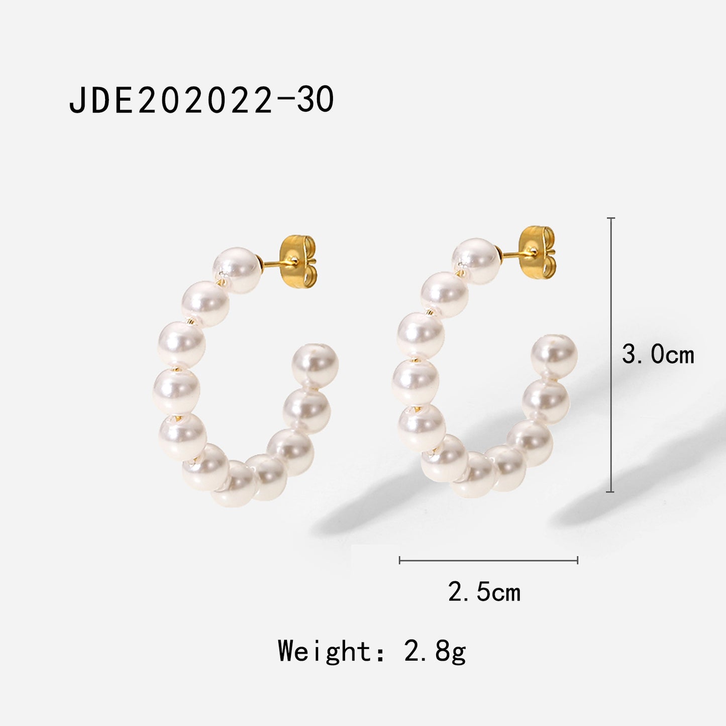 30mm pearl C-shaped earrings