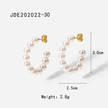 30mm pearl C-shaped earrings