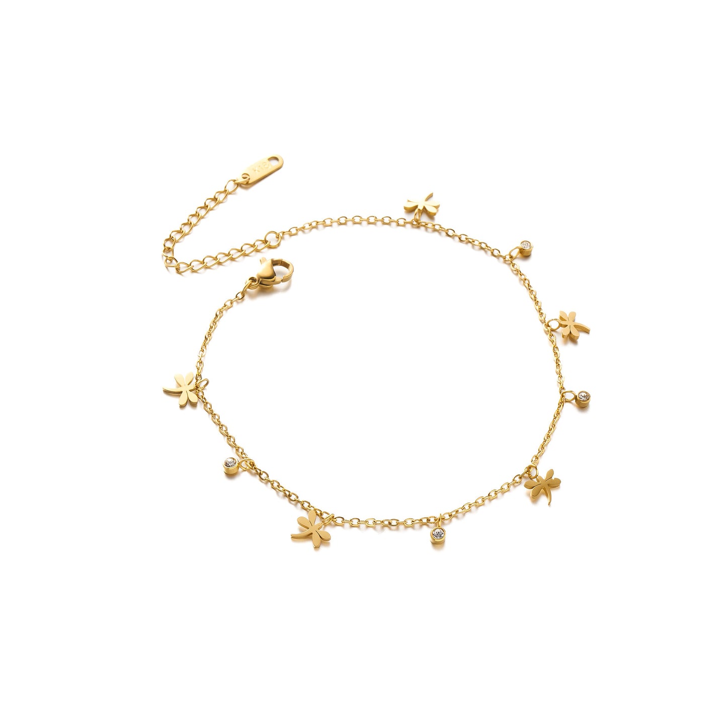 18K Gold Dragonfly Zircon Bracelet