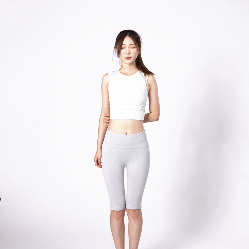 High waist peach hip fitness pants five-point pants yoga pants