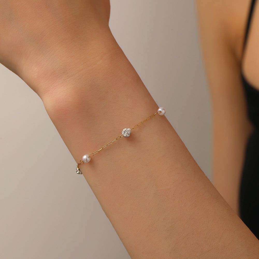 Summer 18K Titanium Steel Star Pearl Bracelet