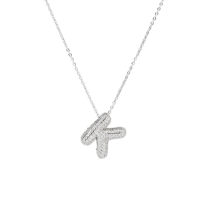 A-Z Copper Zircon Letter Necklace Pendant