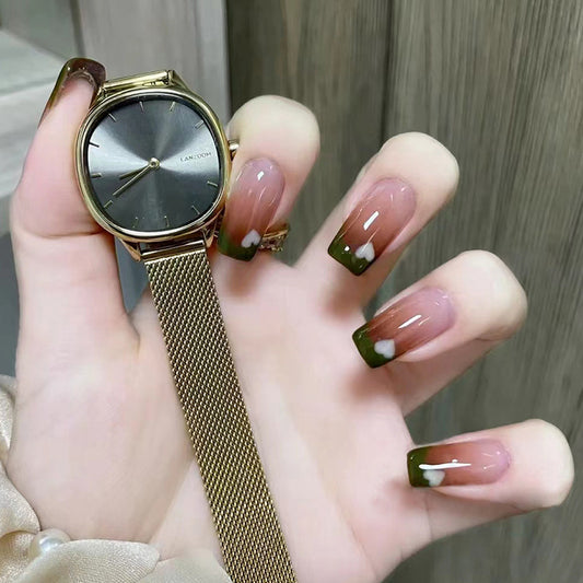 French Color Block Short Ballet Nails
