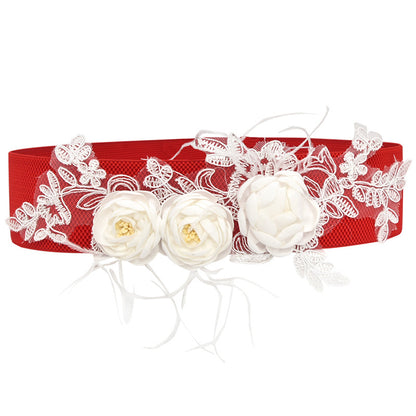 Embroidered ladies waist elastic belt