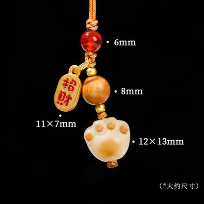 Charcoal Burnt Lucky Cat Claw Mobile Phone Chain Pendant