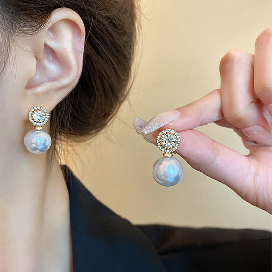 Pendientes sencillos de perla con aguja de plata S925 