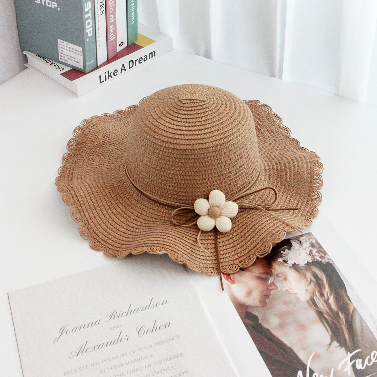 Summer Hat Women's Wave Brim Floral Sun Outdoor Beach Vacation