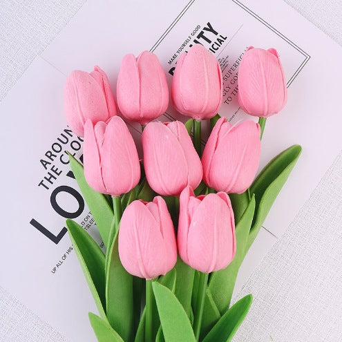 Flores artificiales de tulipán de PU al por mayor 