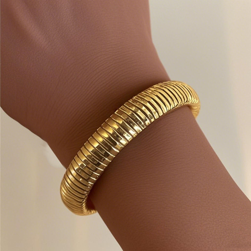 Gold Snake Bone Wide Bracelet