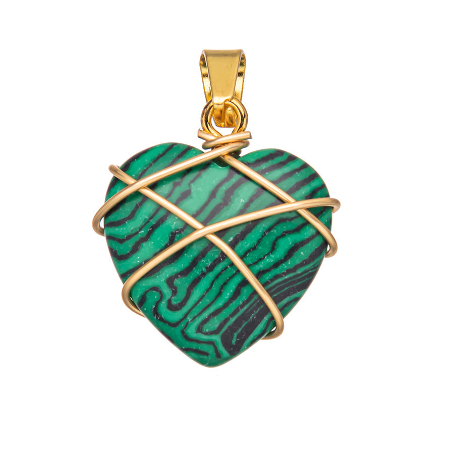 Crystal Agate Gemstone Silk Heart Pendant