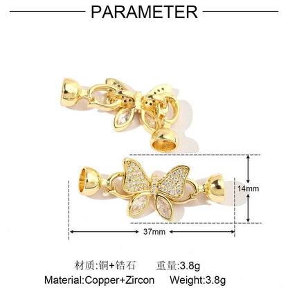 18K gold-coated butterfly copper zircon detachable connecting buckle