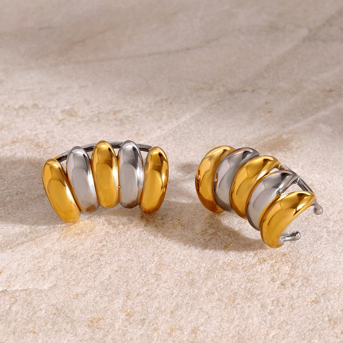 Colorblock multi-layer ear clips with left and right sides