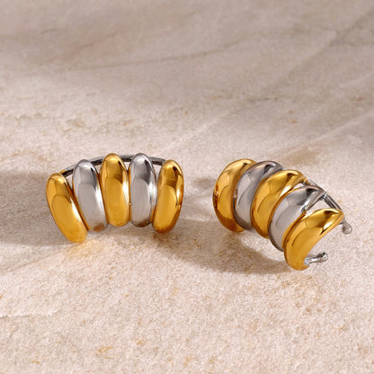 Colorblock multi-layer ear clips with left and right sides