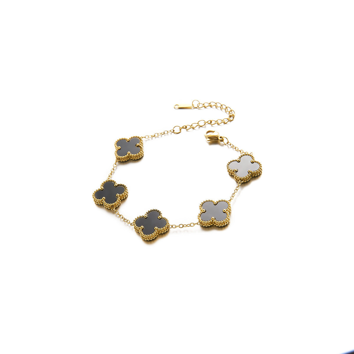 18K Gold-Plated 15mm Double-Sided Clover Flower Bracelet