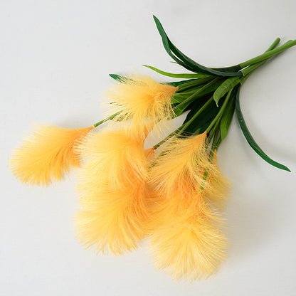 Simulación de 3 flores de pasto de caña. 