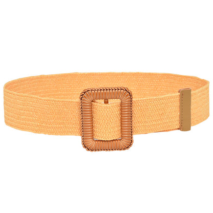 Simple woven wooden round buckle belt
