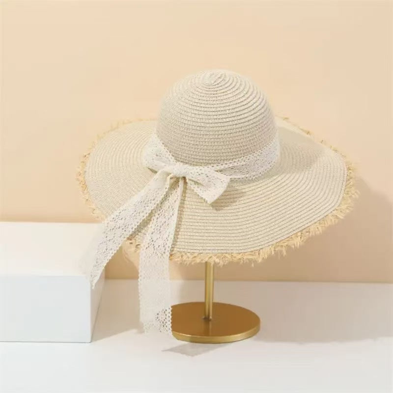 Breathable Wide-Brim Raffia Straw Hat Summer Sun Protection Beach Hat