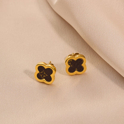 Color Clover Zircon Stud Earrings