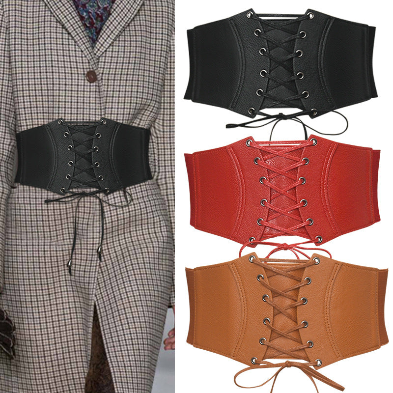 Black fashion women's wide waist seal