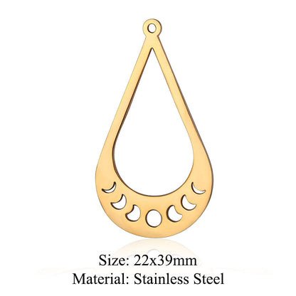 5 pcs/pack geometric shaped cosmic water drop titanium steel pendant