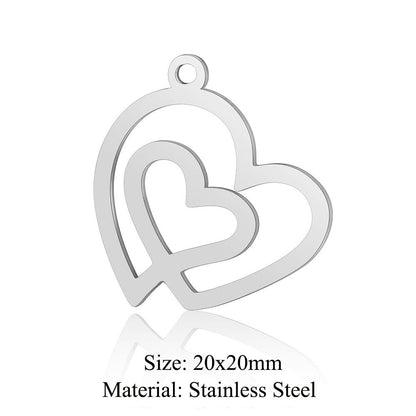5 pcs/pack, love electrocardiogram, titanium steel pendant, peach heart DIY.