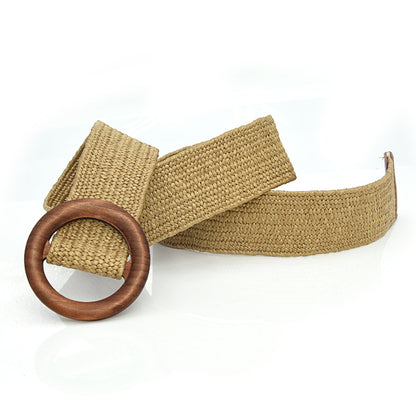 Grass braided women's belt elastic
