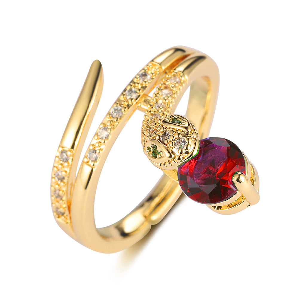 Butterfly Mermaid Tail Snake Copper Zircon Ring