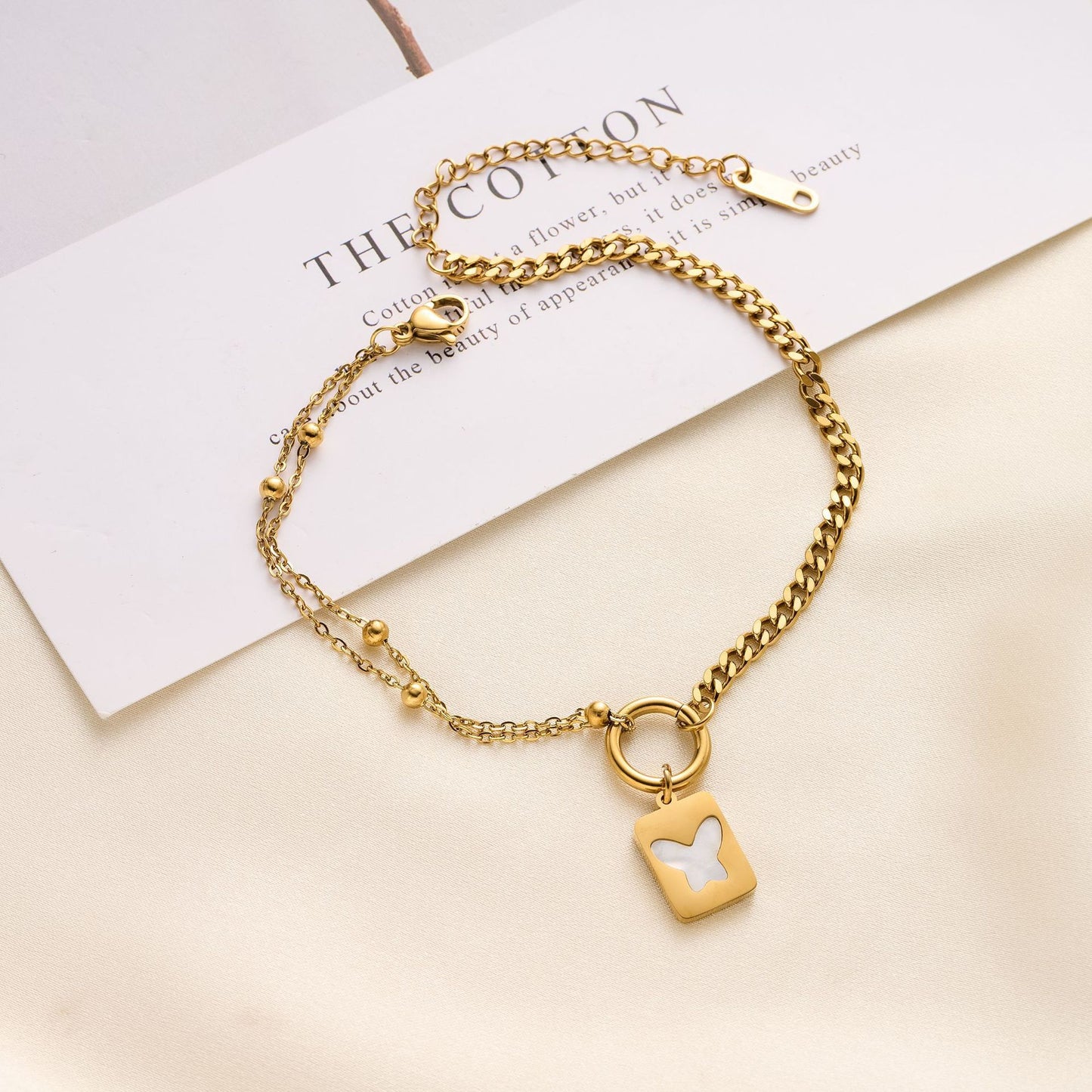 Titanium Steel Butterfly Shell Anklet