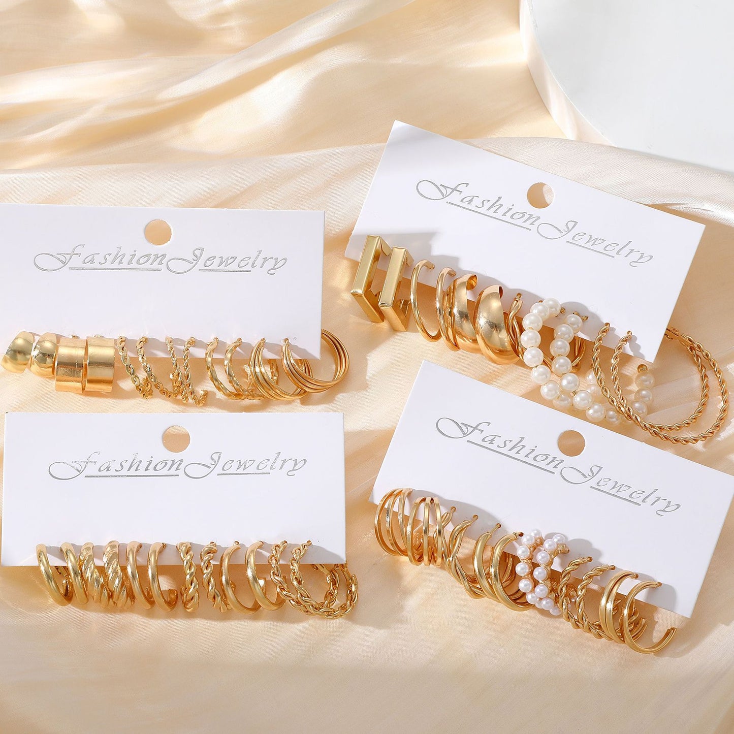 Twist Imitation Pearl Earring Set (24-Piece)