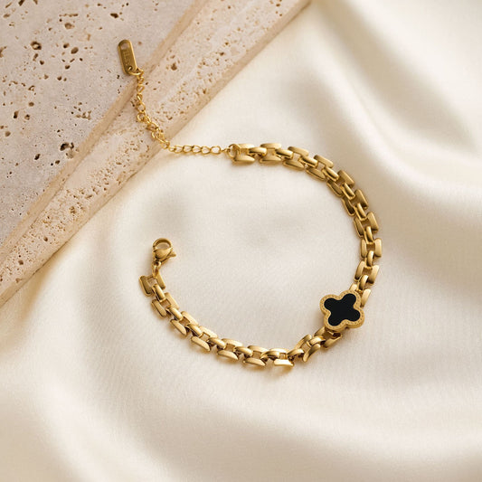 Stainless Steel Four-Leaf Clover Bracelet