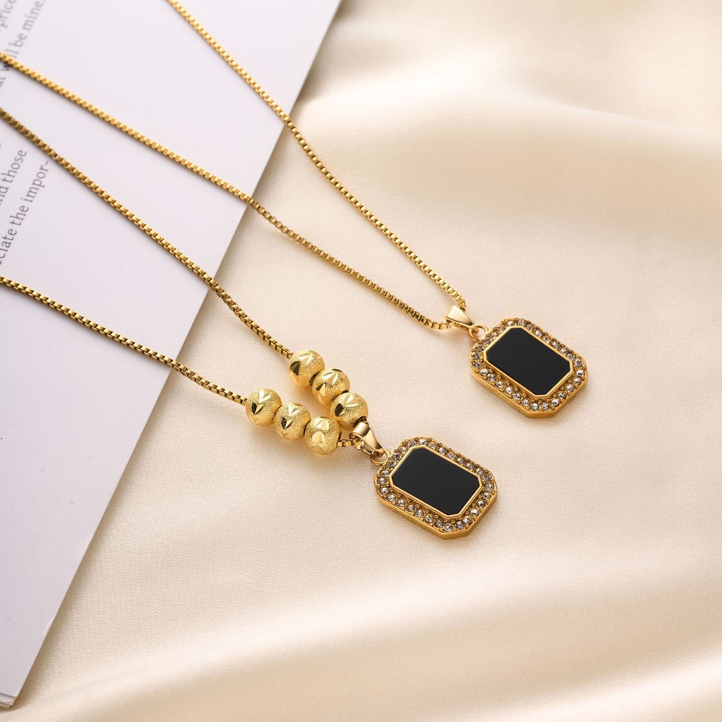 Titanium Steel Diamond Square Necklace