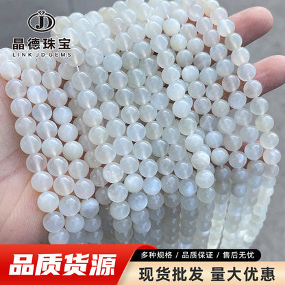 Grade A natural white moonstone round beads