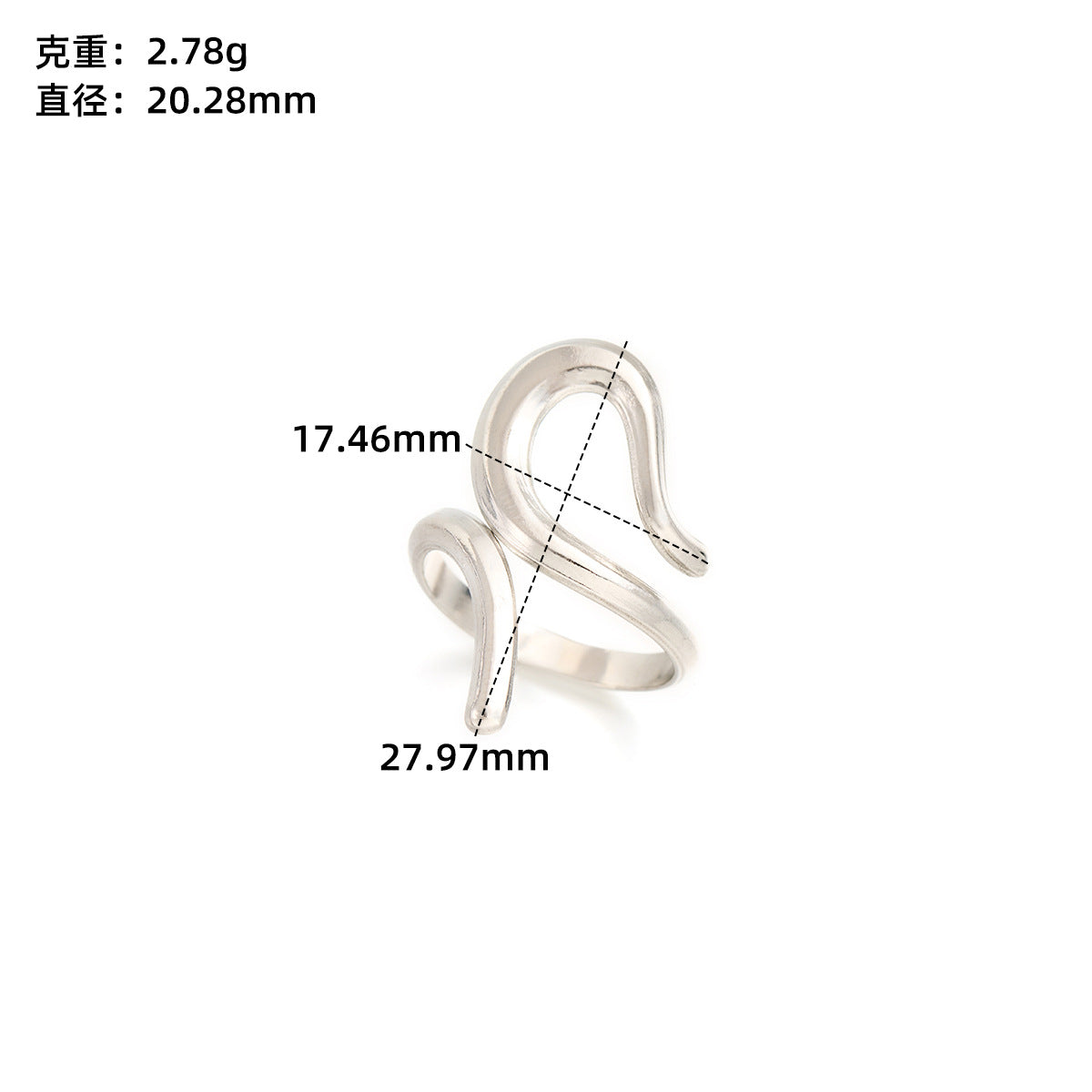 Stainless steel love open ring