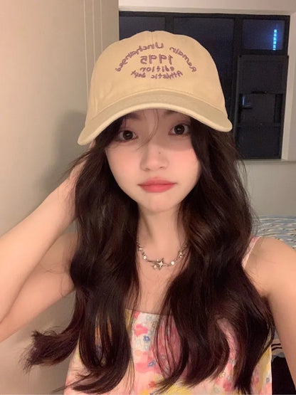 Embroidered Wide-Brim Baseball Cap