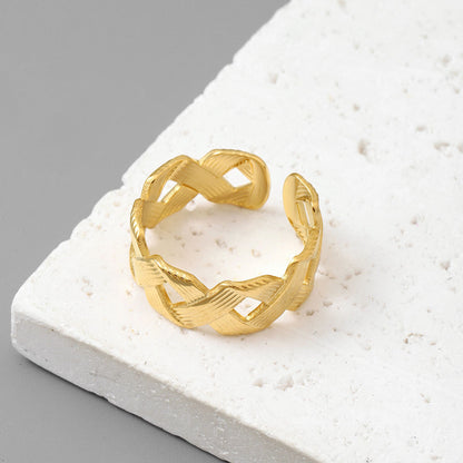 18K real gold titanium steel ring