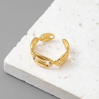 18K real gold titanium steel ring