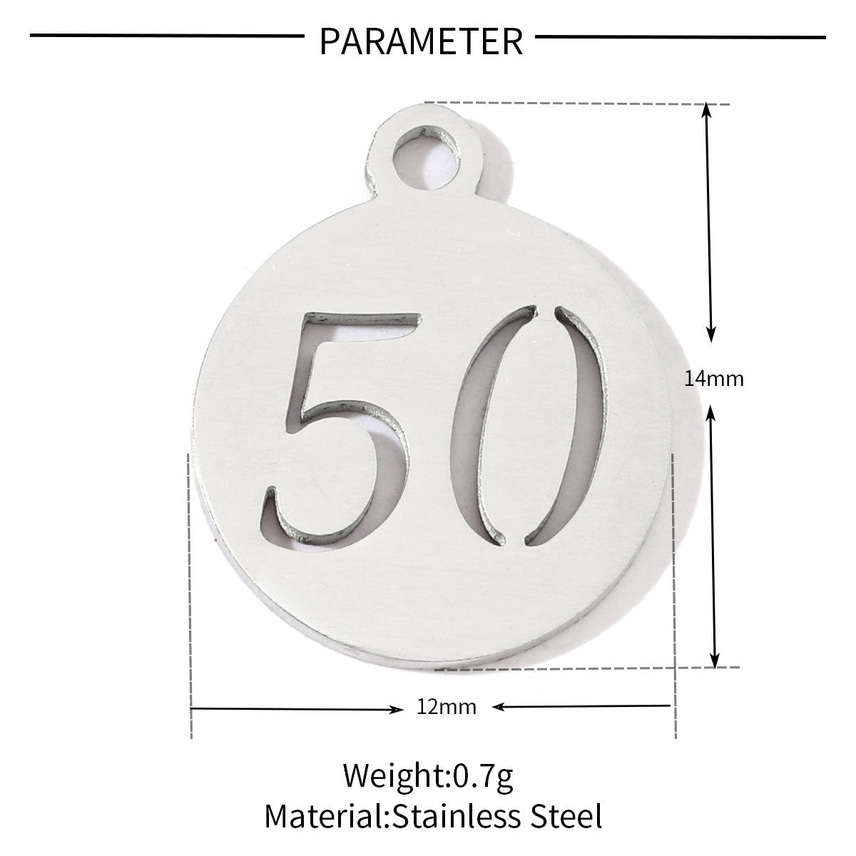 20 pcs/pack of boys and girls digital titanium steel pendants