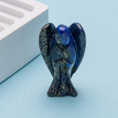 Cristal 1,5 polegadas anjo escultura pedra de quartzo diy decoração para casa pingente 