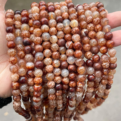 Brown ice crack popping agate beads