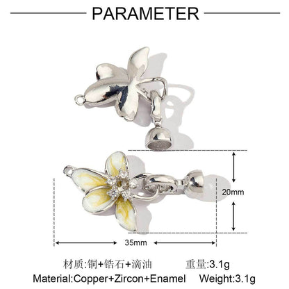 18K gold-coated colored flower copper zircon removable universal buckle