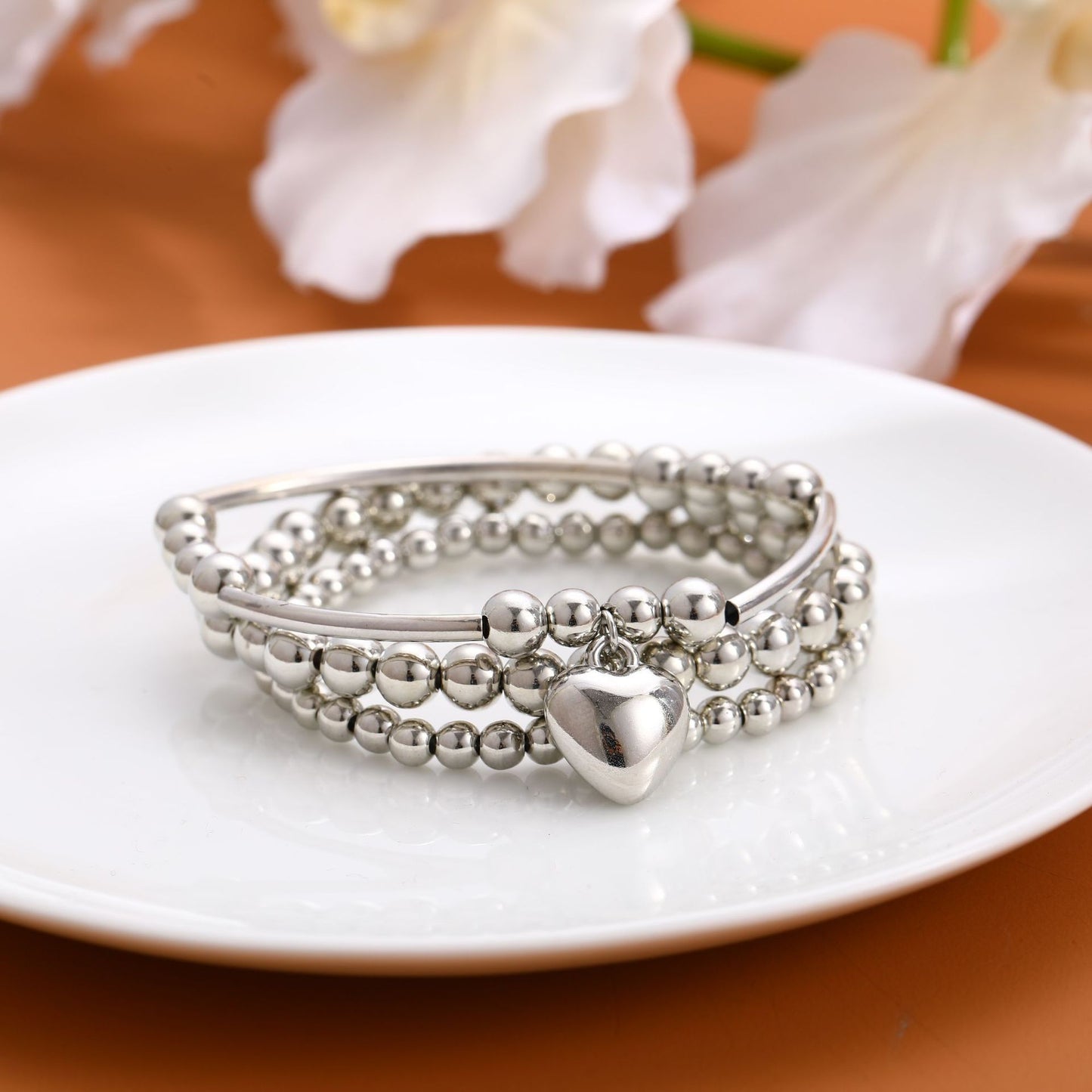 Love Pendant Beaded Bracelet Set