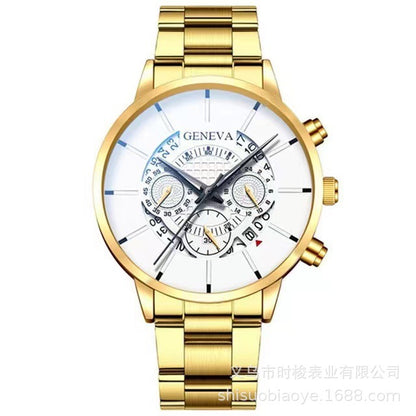 Geneva Three-Eye Mens Watch Steel Band Business