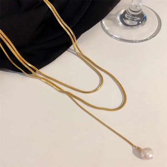 Women's Double-Layer Pearl Pendant Necklace