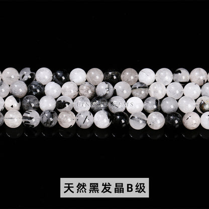 Black hair crystal loose beads round beads work in progress