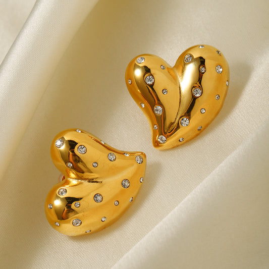 Pendientes de corazón de diamantes blancos 