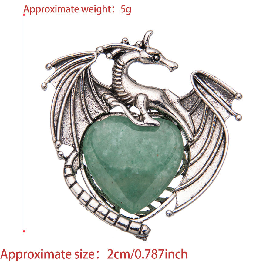 Colgante de cristal en forma de corazón de pterosaurio de dragón volador vintage 