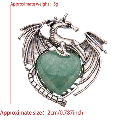 Colgante de cristal en forma de corazón de pterosaurio de dragón volador vintage 