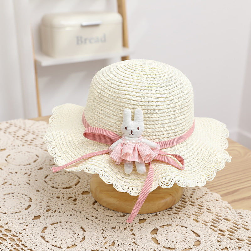 Fresh Bag Family Sun Hat Girls' Summer Beach Wave Straw Sun